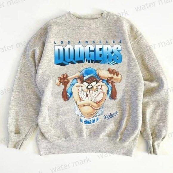 Ash - Los Angeles Dodgers Taz Looney Tunes SweatShirt Unisex - Picture 1 of 2